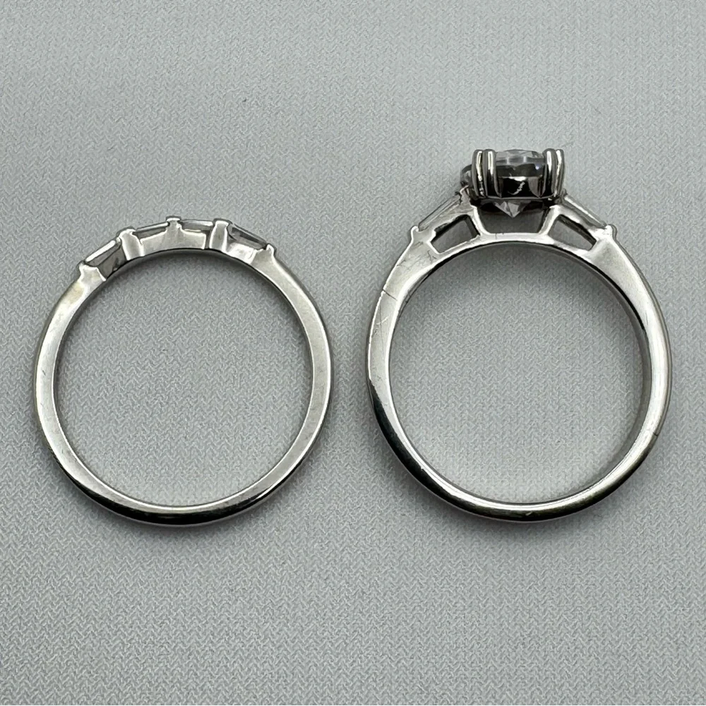 Sterling Silver CZ Double Band Engagement Style Ring Size 7 New